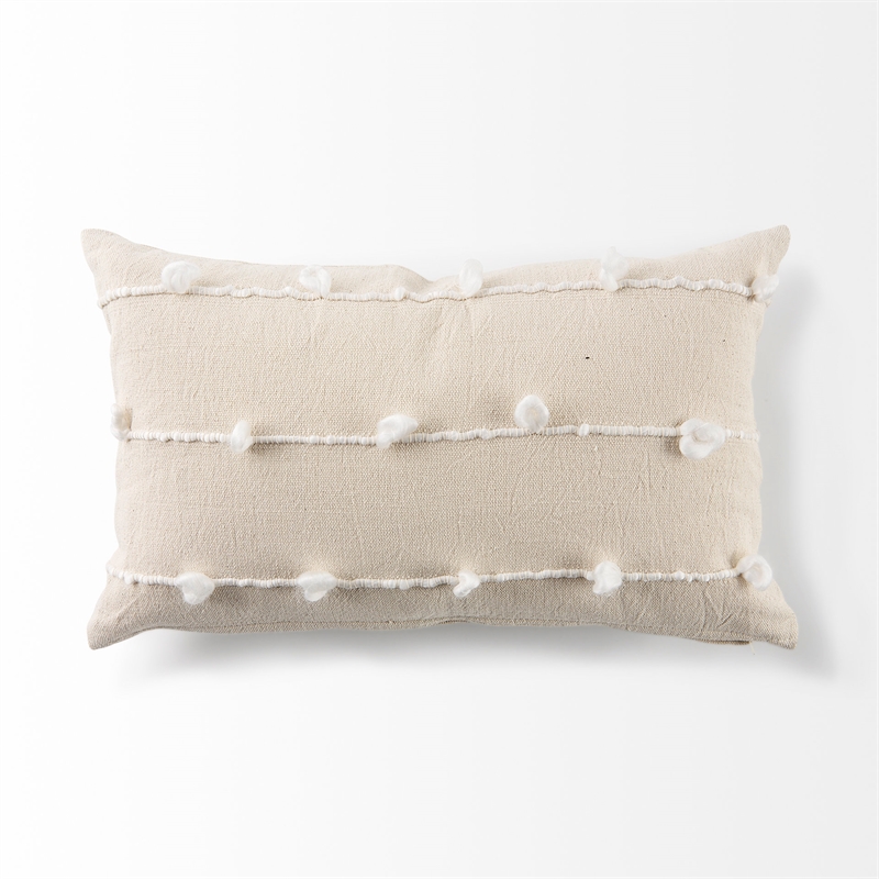 Pemberly Row 13x21 Cream With White Detail Decorative Pillow Cover