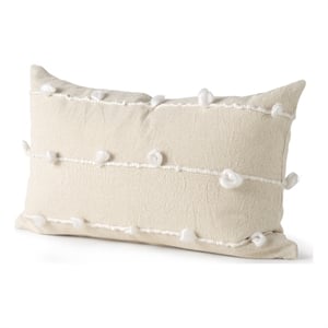 Pemberly Row 13x21 Cream With White Detail Decorative Pillow Cover