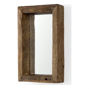 Pemberly Row 12Lx2W X7H Small Brown Wood Frame Rectangular Wall Mirror