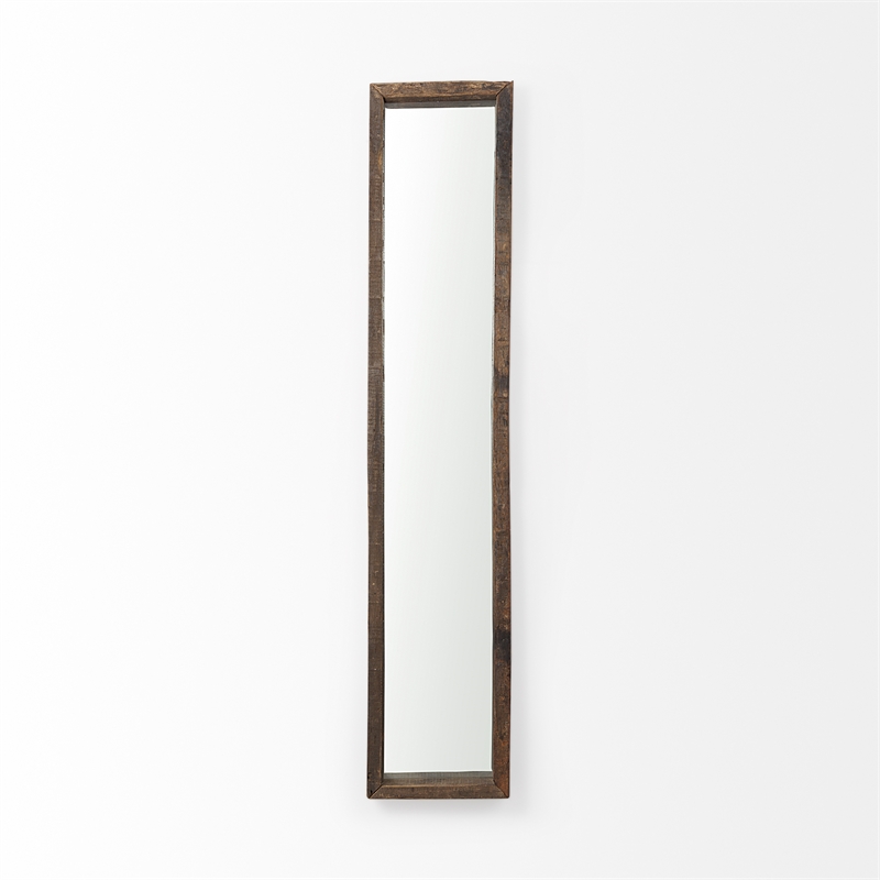 Pemberly Row 12Lx2Wx59H Brown Wood Frame Rectangular Wall Mirror