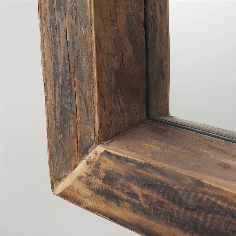 Pemberly Row Contemporary 28x48 Brown Wood Frame Rectangular Wall Mirror