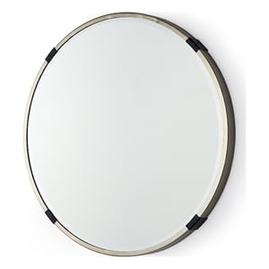 Pemberly Row Contemporary 23&quot Small Round Gold Metal Wall Mirror