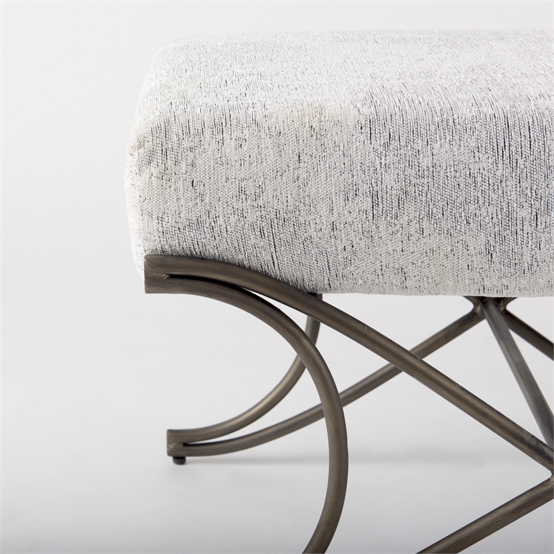 Pemberly Row Dark Gray Fabric Seat with Dark Nickel Metal Frame Bench