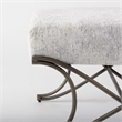 Pemberly Row Dark Gray Fabric Seat with Dark Nickel Metal Frame Bench