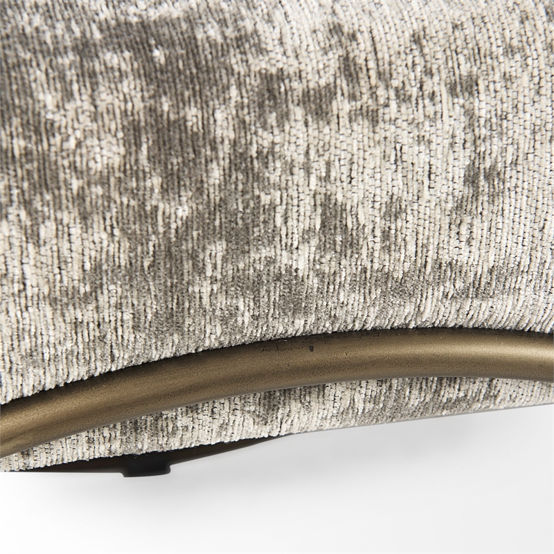 Pemberly Row Light And Dark Gray Fabric Seat with Antique Gold Metal Frame Bench
