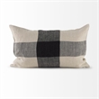 Pemberly Row 13Lx21W Beige And Black Fabric Plaid Decorative Pillow Cover