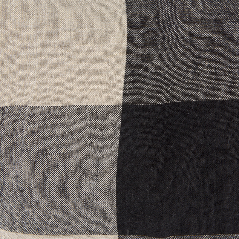 Pemberly Row 13Lx21W Beige And Black Fabric Plaid Decorative Pillow Cover