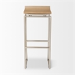 Pemberly Row 14Lx15.8Wx31.8H Brown Wood with Silver Metal Frame Barstool