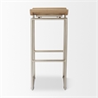 Pemberly Row 14Lx15.8Wx31.8H Brown Wood with Silver Metal Frame Barstool