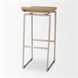 Pemberly Row 14Lx15.8Wx31.8H Brown Wood with Silver Metal Frame Barstool