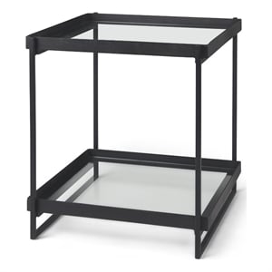 Pemberly Row Contemporary Black Metal with Glass Accent Table