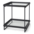 Pemberly Row Contemporary Black Metal with Glass Accent Table