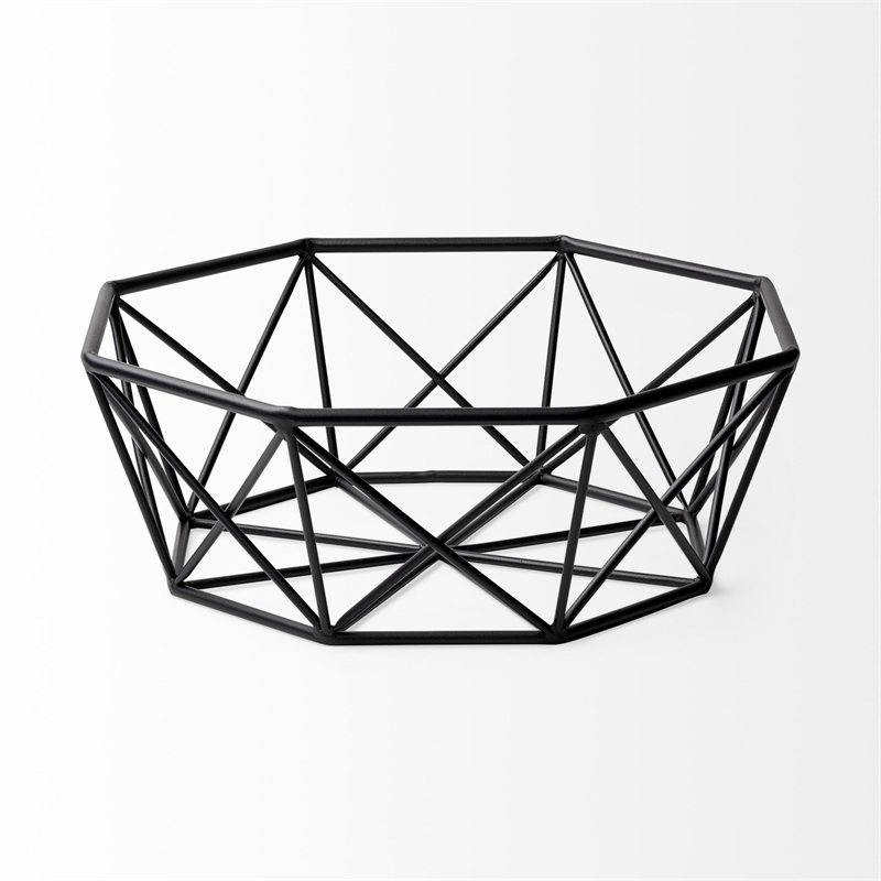 Pemberly Row Contemporary Davy 17Lx17W Black Metal Large Hexagonal Bowl