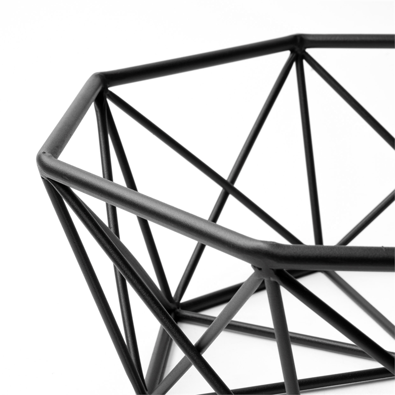 Pemberly Row Contemporary Davy 17Lx17W Black Metal Large Hexagonal Bowl