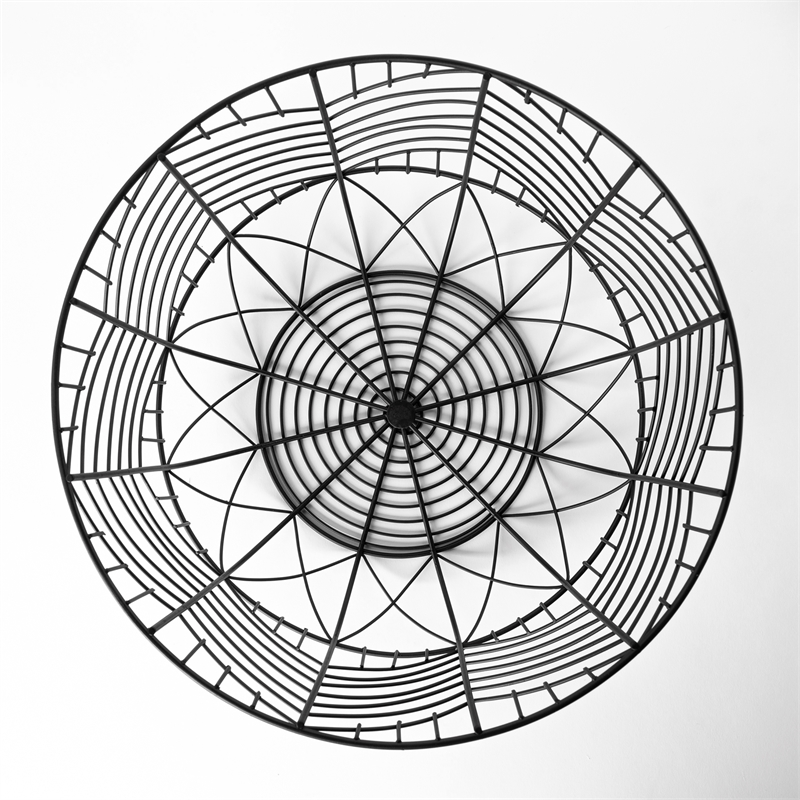Pemberly Row Set of 2 Black Metal Geometric Mesh Bowls in Black/White