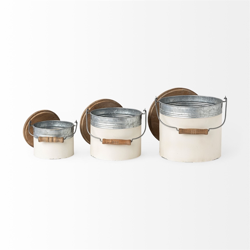 Pemberly Row Contemporary Set of 3 White Metal Storage Boxes
