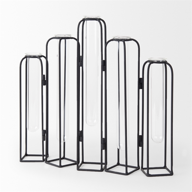 Pemberly Row 13.4Lx2.5Wx11H Metal And Glass Decorative Accent in Black