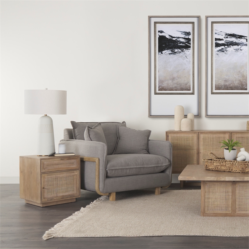 Pemberly Row 18Lx18Wx30.75H Light Base with Cream Shade Table Lamp