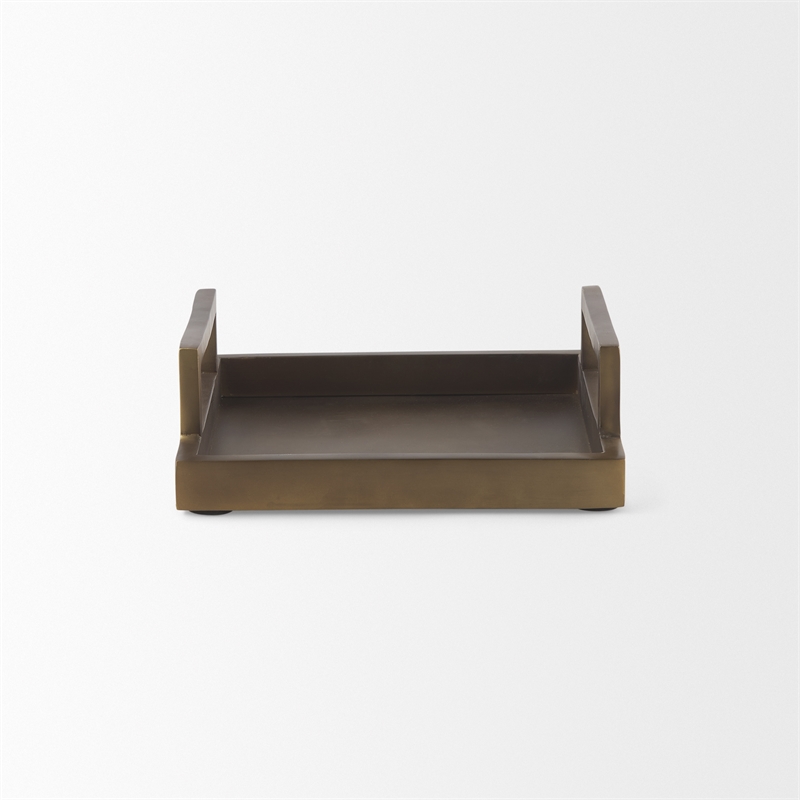 Pemberly Row Contemporary Aluminium Tray - Small Size in Gold
