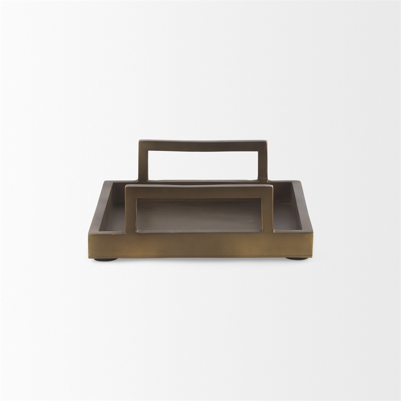 Pemberly Row Contemporary Aluminium Tray - Small Size in Gold