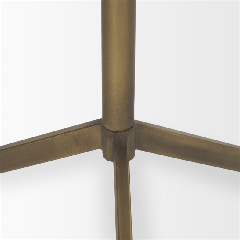 Pemberly Row Contemporary Marble Top 3 Prong Gold Metal Base End Table