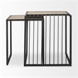 Pemberly Row Black Metal with Light Wood Nesting End/Side Table in Brown