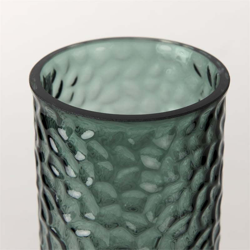 Pemberly Row Modern / Contemporary Tall Green Finish Glass Vase