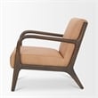 Pemberly Row Accent Chair with Dark Brown Wood And Tan Genuine Leather