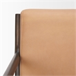 Pemberly Row Accent Chair with Dark Brown Wood And Tan Genuine Leather