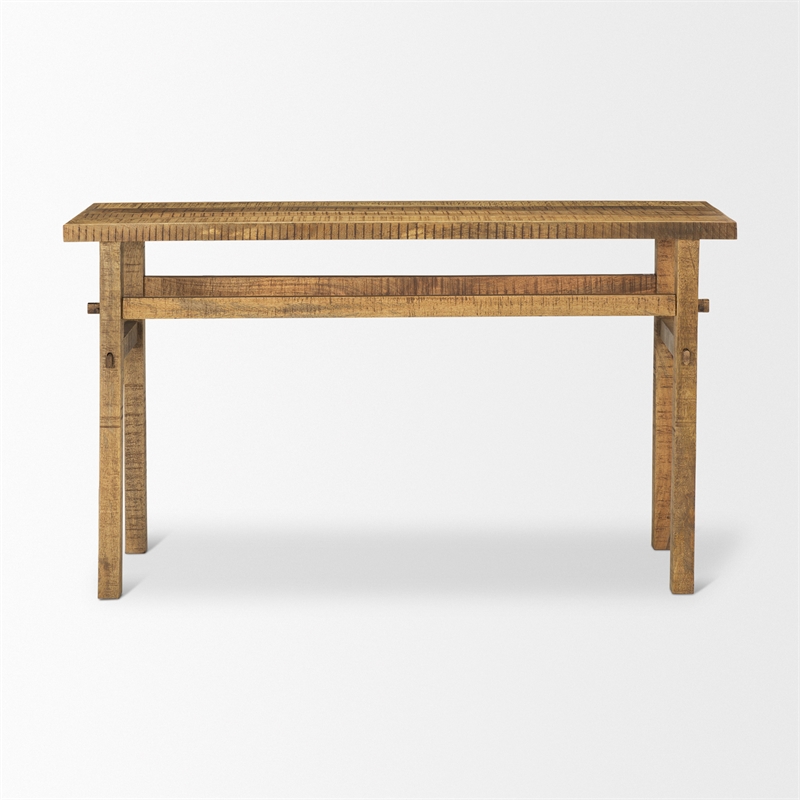 Pemberly Row Contemporary Small Brown Wood Console Table in Brown