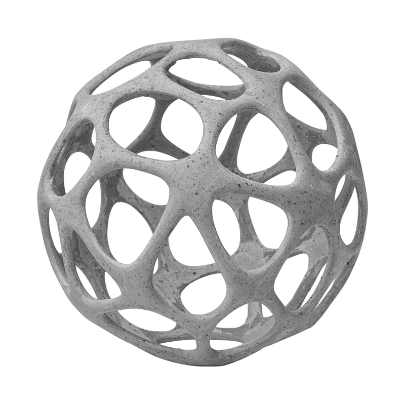 Pemberly Row Contemporary 7Lx7W Off White/Gray Hollow Decorative Orb
