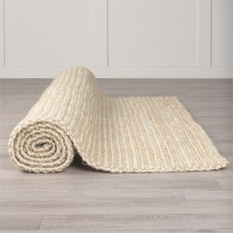 Pemberly Row 8X10 Handwoven Hemp Area Rug in Natural Golden Hue Yellow