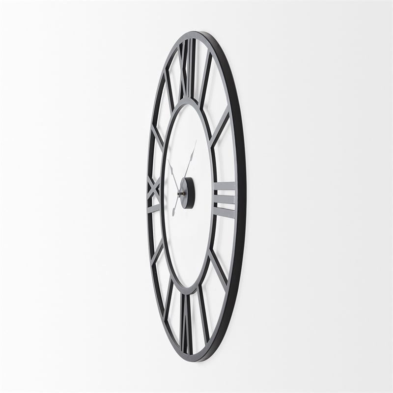 Pemberly Row Contemporary 42Lx2Wx42H Black Iron Round Wall Clock