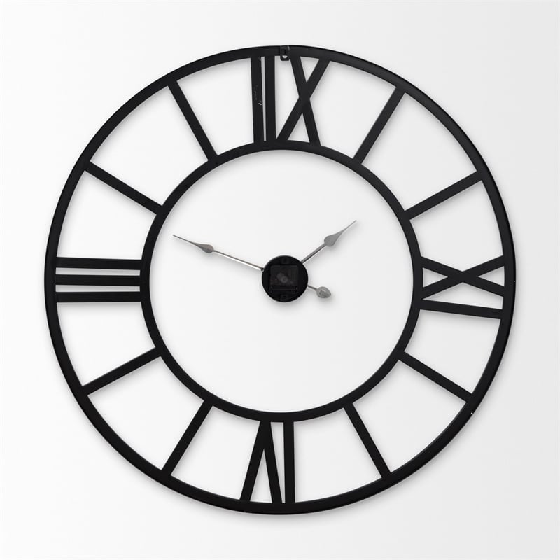 Pemberly Row Contemporary 42Lx2Wx42H Black Iron Round Wall Clock