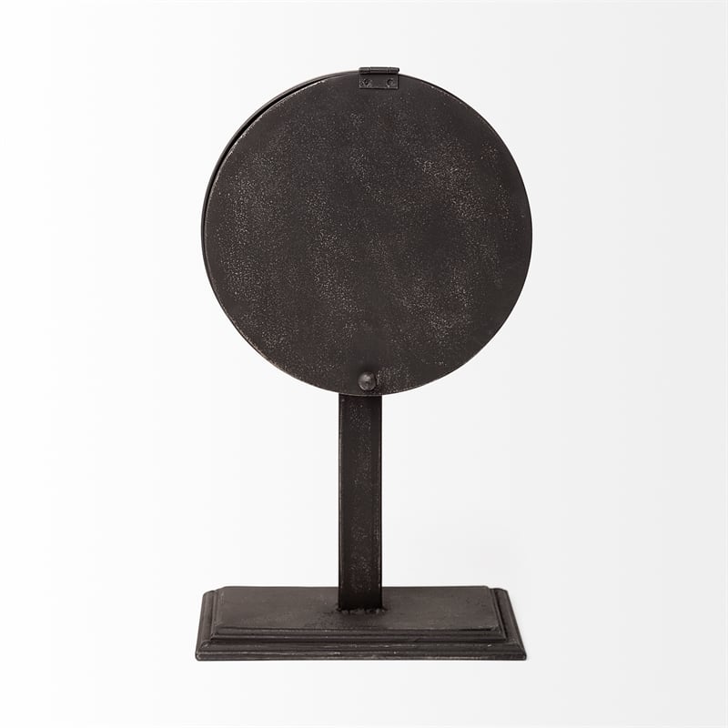 Pemberly Row Contemporary Black Metal Round Face Table Clock