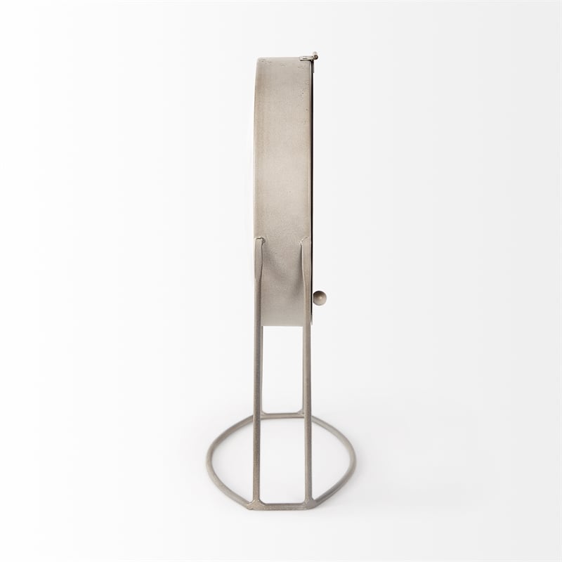 Pemberly Row Modern / Contemporary Matte Gray Metal Table Clock