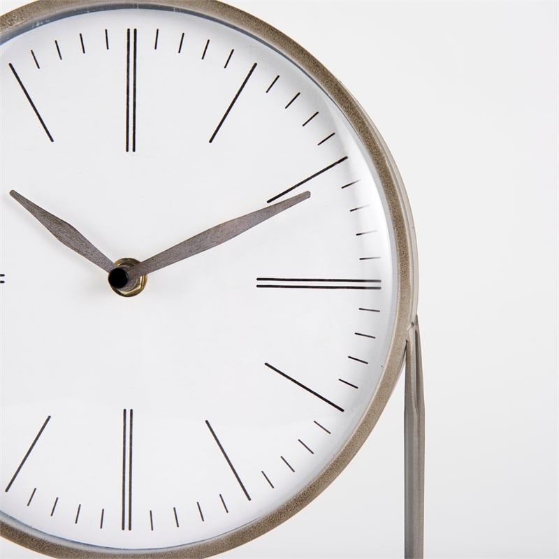 Pemberly Row Modern / Contemporary Matte Gray Metal Table Clock
