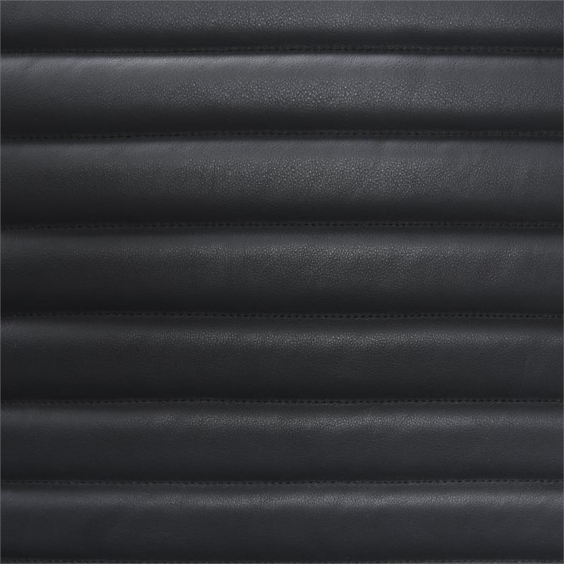 Pemberly Row Black Leather with Black Metal Frame Accent Chair