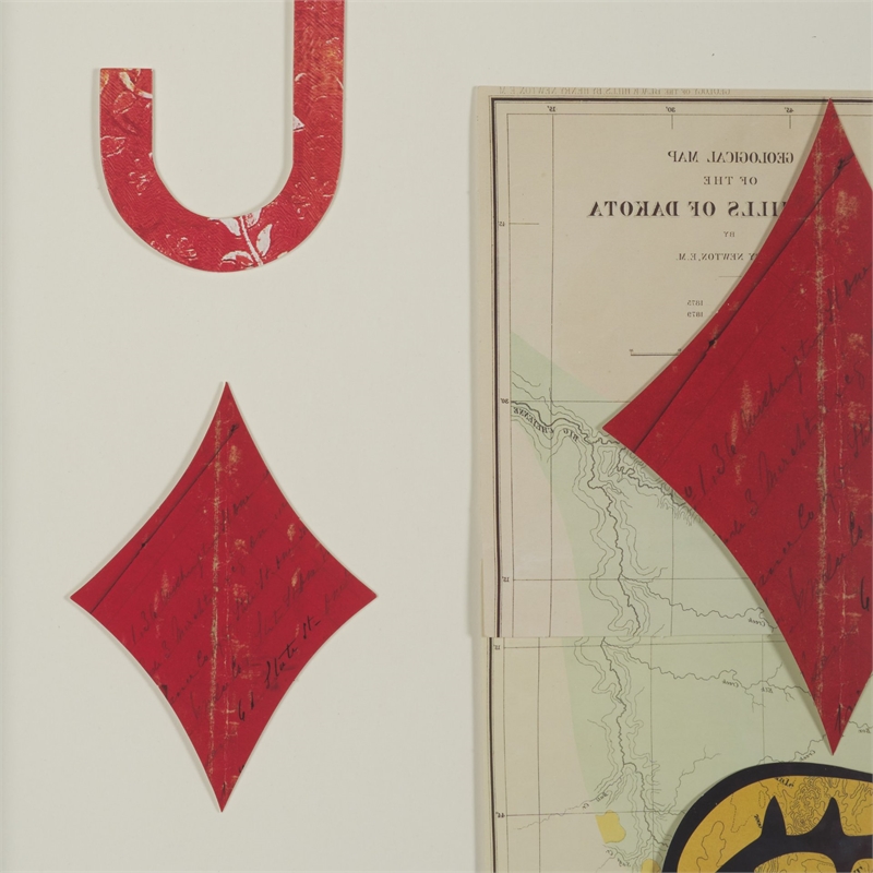 Pemberly Row Jack Of Diamonds Glass Framed Print Art in Black Faux Wood Frame