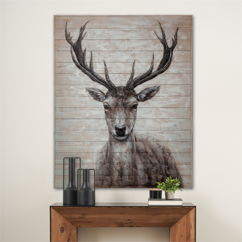 Pemberly Row White Tail 48X60 Deer Original Hand Painted On Wood Oil Painting