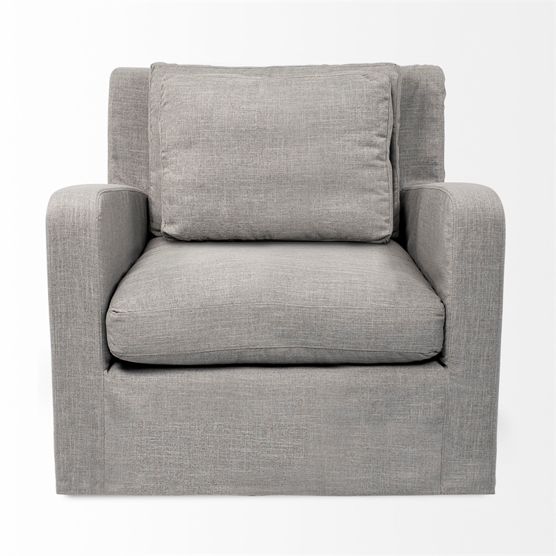 Pemberly Row Contemporary Flint Gray Slipcover Upholstered Arm Chair
