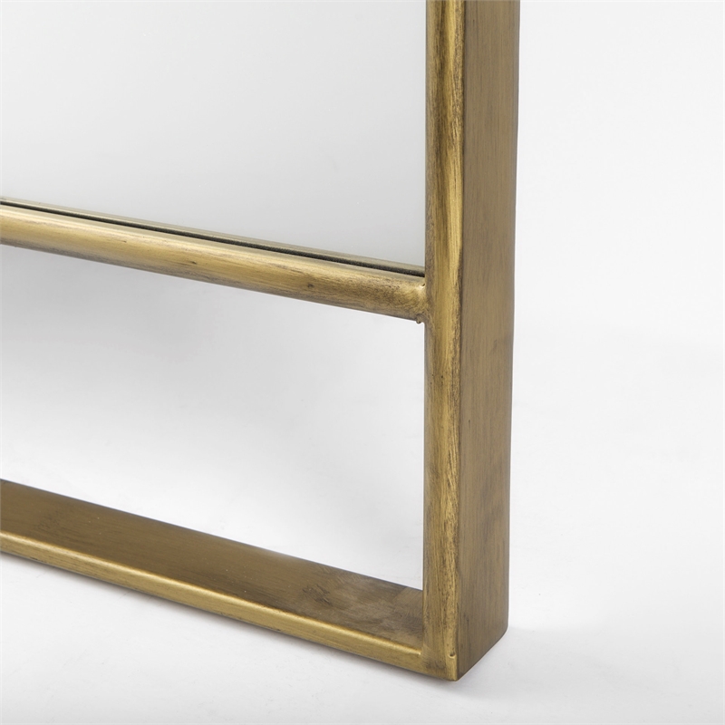 Pemberly Row 36Lx2Wx76H Antique Gold Metal Rounded Arch Floor Mirror