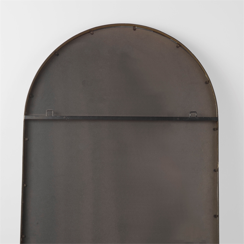 Pemberly Row 36Lx2Wx76H Antique Gold Metal Rounded Arch Floor Mirror