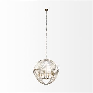 Pemberly Row 36Lx36Wx38H Gold Metal Globe Six Bulb Chandelier