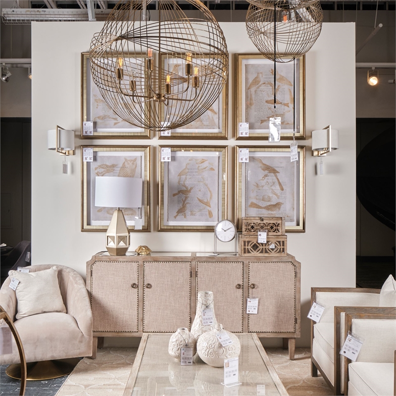 Pemberly Row 36Lx36Wx38H Gold Metal Globe Six Bulb Chandelier