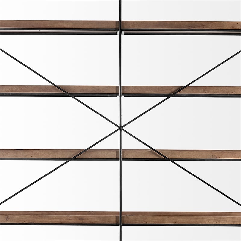 Pemberly Row Medium Brown Wood And Iron Five Tray Shelf Shelving Unit