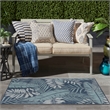 Pemberly Row Contemporary Garden Oasis 2'x3' Navy Fabric Area Rug