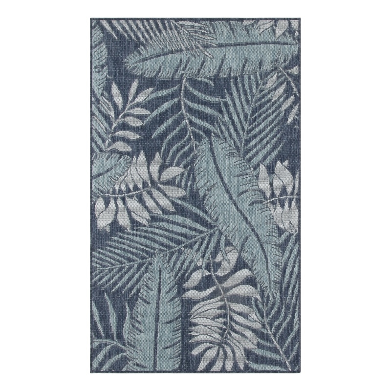 Pemberly Row Contemporary Garden Oasis 2'x3' Navy Fabric Area Rug