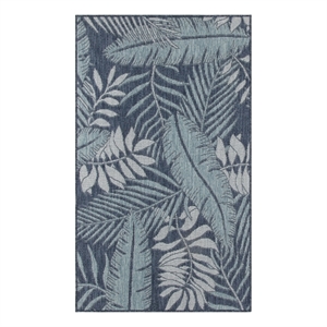 Pemberly Row Contemporary Garden Oasis 2'x3' Navy Fabric Area Rug