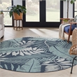 Pemberly Row Contemporary Garden Oasis 8' Round Navy Fabric Area Rug